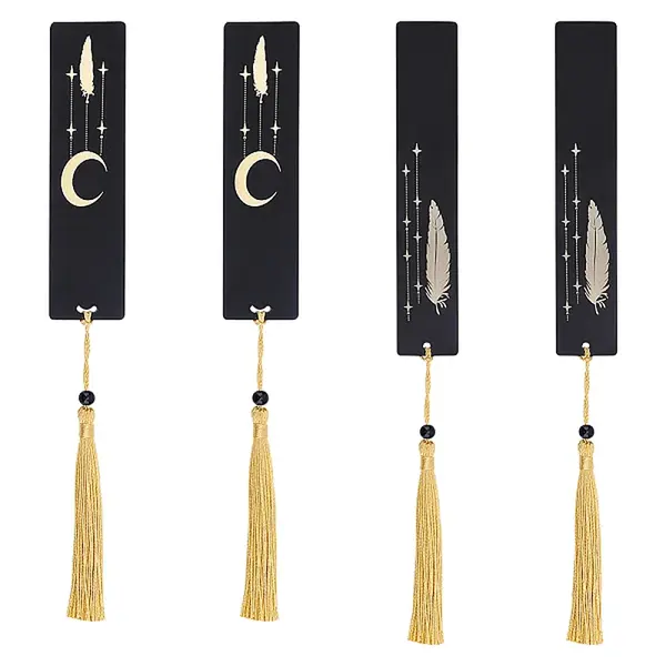 4Pcs 2 Style Brass or Stainless Steel Bookmarks