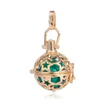 Golden Plated Brass Hollow Round Cage Pendants