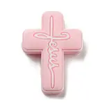 Cross with Word Jesus Silicone Focal Beads