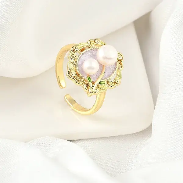 Brass Enamel Cuff Rings