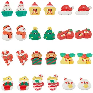 72pcs 12 Styles Christmas Theme Opaque Resin Cabochons