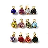 24Pcs 12 Colors Polymer Clay Rhinestone Beaded Pendants