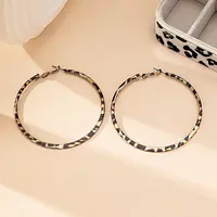 Ring with Leopard Print Alloy Hoop Earrings