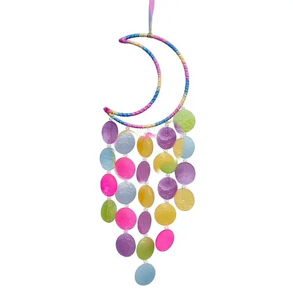 Flat Round Shell with Iron Wind Chimes