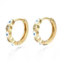 Brass Micro Pave Cubic Zirconia Huggie Hoop Earrings