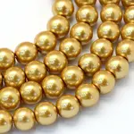 Baking Paint Pearlized Glass Pearl Round Bead Strands