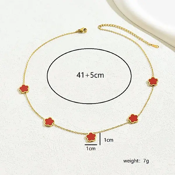 Golden 201 Stainless Steel Flower Pendant Necklace for Women