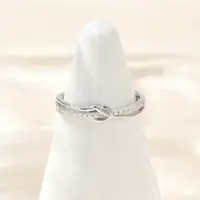925 Sterling Silver Micro Pave Clear Cubic Zirconia Adjustable Finger Rings for Women