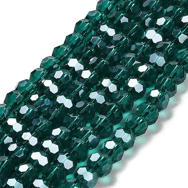 Faceted(32 Facets) Electroplate Glass Bead Strands