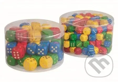 Hrací kostky barevné dřevo - 34 Ks
