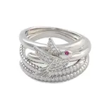 Brass Micro Pave Cubic Zirconia Bird Open Cuff Rings Set for Women