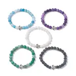 Dyed Natural Weathered Agate Round Beads Stretch Bracelets