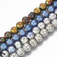 Electroplated Natural Lava Rock Beads Strands