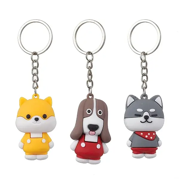 Cartoon Dog PVC Plastic Keychain