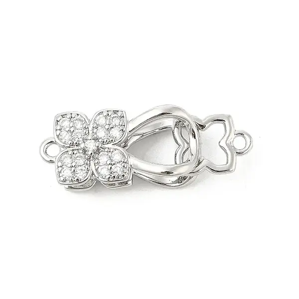 Brass Micro Pave Clear Cubic Zirconia Interlocking Clasps