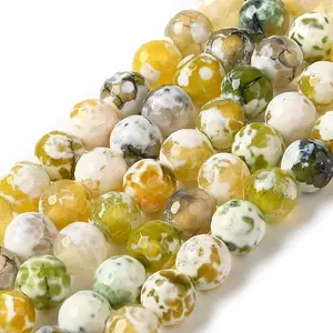 Dyed & Heated Natural Fire Crackle Agate Beads Strands