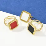 Square 304 Stainless Steel Enamel Finger Rings for Women