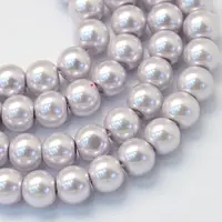 Baking Painted Pearlized Glass Pearl Round Bead Strands