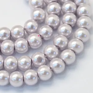 Baking Painted Pearlized Glass Pearl Round Bead Strands