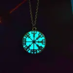 Luminous Glow in the Dark Alloy Viking Compass Pendant Cable Chain Nekclaces