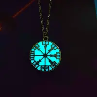 Luminous Glow in the Dark Alloy Viking Compass Pendant Cable Chain Nekclaces