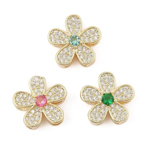 Brass Micro Pave Cubic Zirconia Slide Charms