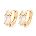 Brass Micro Pave Cubic Zirconia Hoop Earrings