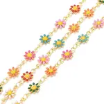 Brass Daisy Flower & Oval Link Chains
