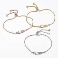 Adjustable Brass Micro Pave Cubic Zirconia Slider Bracelets