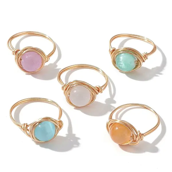 Round Natural Selenite Finger Rings