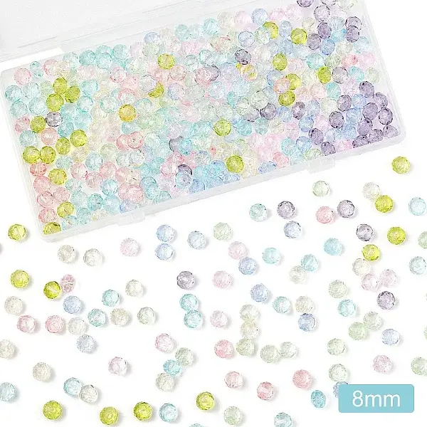 350Pcs 7 Colors Transparent Baking Paint Glass Beads