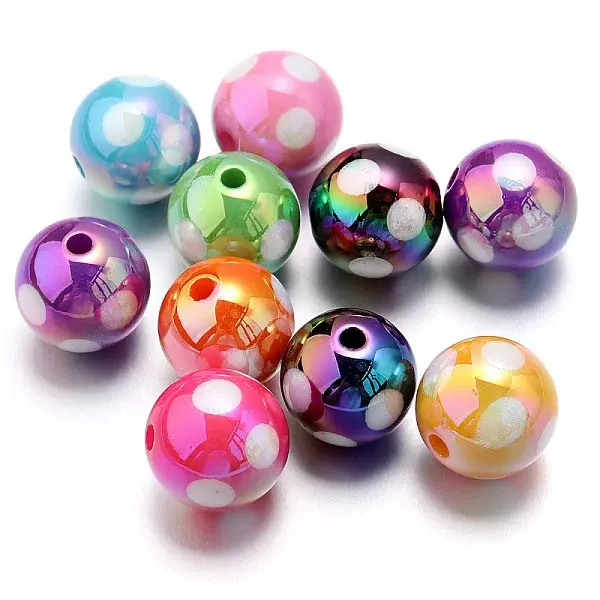 10Pcs UV Plating Colours Acrylic Beads
