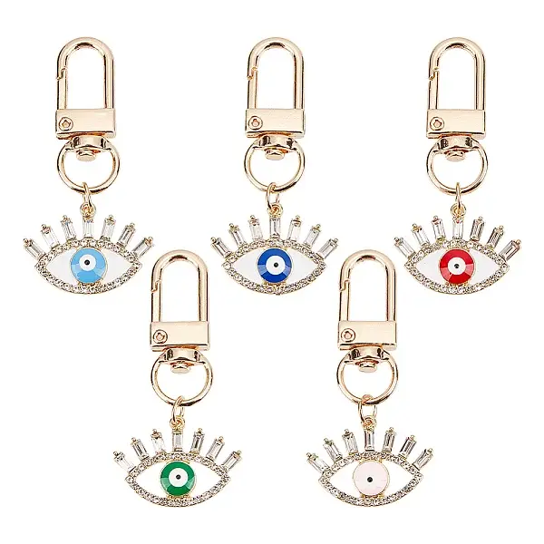 5Pcs 5 Colors Evil Eye Alloy Enamel Pendant Decorations