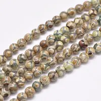 Natural Tibetan Turtle Back Pattern dZi Agate Beads Strands