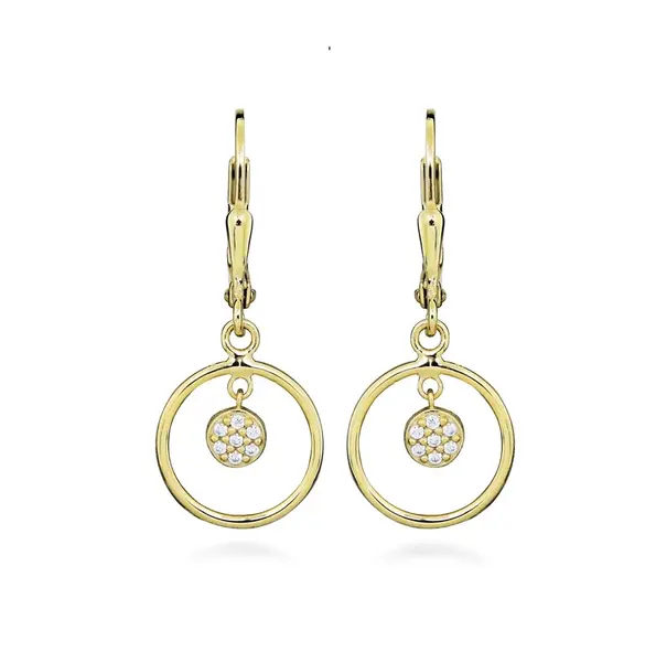 Silver Cat Fashion pozlacené visací náušnice se zirkony SC582