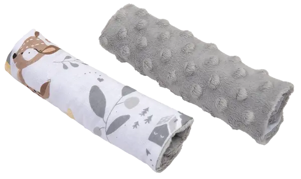 Medi Partners Stroller belt protectors (2 pcs.) cotton + minky – Jelonki + gray Minky