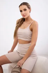 Set of beige high-waisted trousers