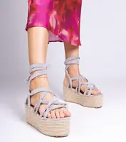 Gemre Sivé sandále espadrilky na vysokej platforme Narita