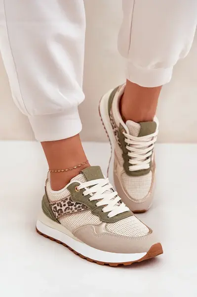 Boto Dámske Športové Topánky S Panther Tlačou Na Platforme Zelené Davinara