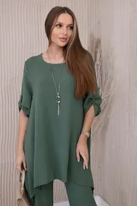 Kesi Włoski Sada blúzky + nohavice s príveskom tmavá khaki