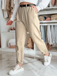 Dámske chinos nohavice s opaskom TAILANDI latte