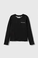 Detské funkčné tričko s dlhým rukávom Columbia čierna farba