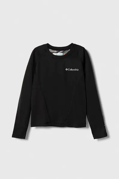 Detské funkčné tričko s dlhým rukávom Columbia čierna farba
