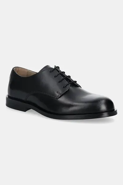Kožené poltopánky Calvin Klein ESS RUBBER DERBY LTH