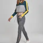 Women's Cropped 3-Tone Stripe Crew Grey/Jasper/Chrome-Yellow