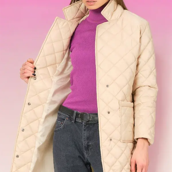 Z6722 DEWBERRY WOMEN'S TOPPER-PLAIN BEIGE