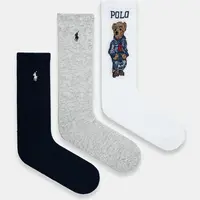 Ponožky Polo Ralph Lauren 3-pack dámské, tmavomodrá barva, 455882850