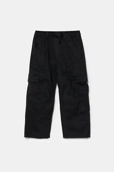 Dětské kalhoty Abercrombie & Fitch černá barva, hladké, KI230-4019