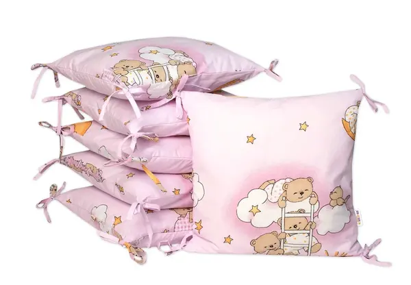 Baby Nellys Polštářkový mantinel  Medvídek na žebříku - růžový