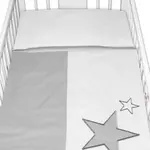 Baby Nellys Povlečení do postýlky Baby Stars - šedé vel.  135x100 cm
